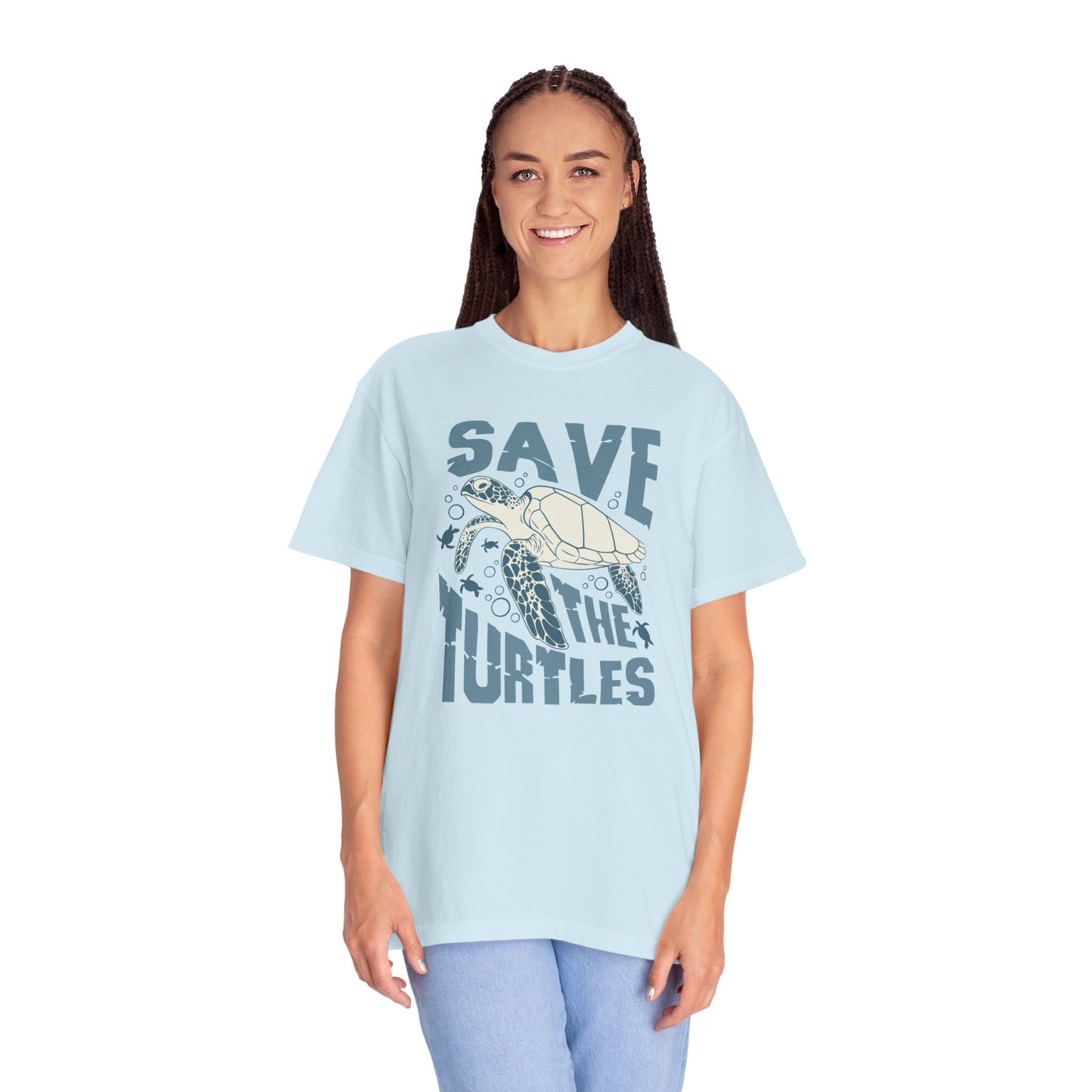 Sea Turtles, Save The Turtles -  Graphic Unisex Garment-Dyed T-shirt