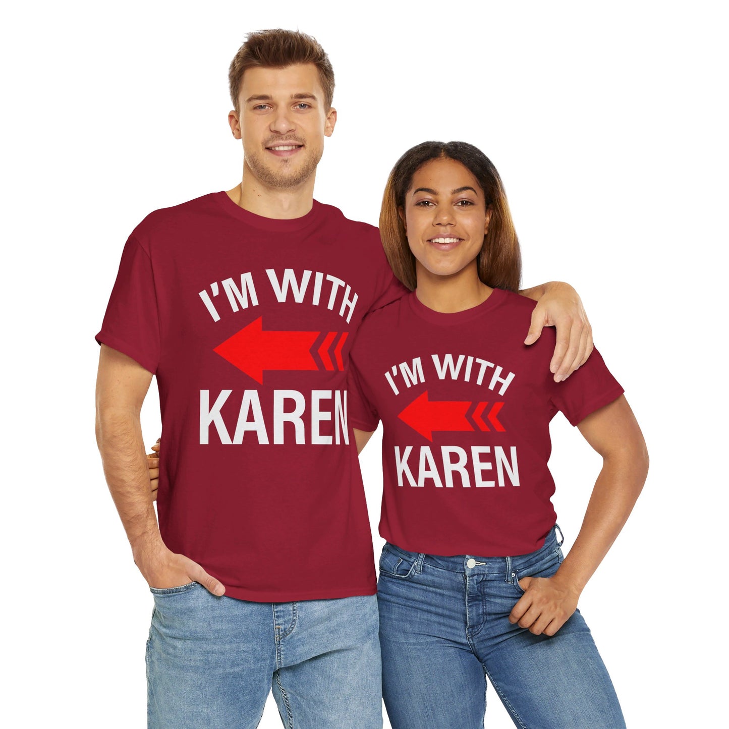 I'm With Karen Pointing Arrow - Unisex Heavy Cotton Tee