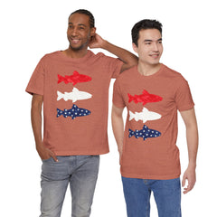 Patriotic Trout T-Shirt — Red White & Blue Fish Tee