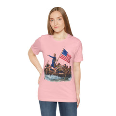 Historical Fever Patriot T‑Shirt — Revolutionary Flag Rowboat Design
