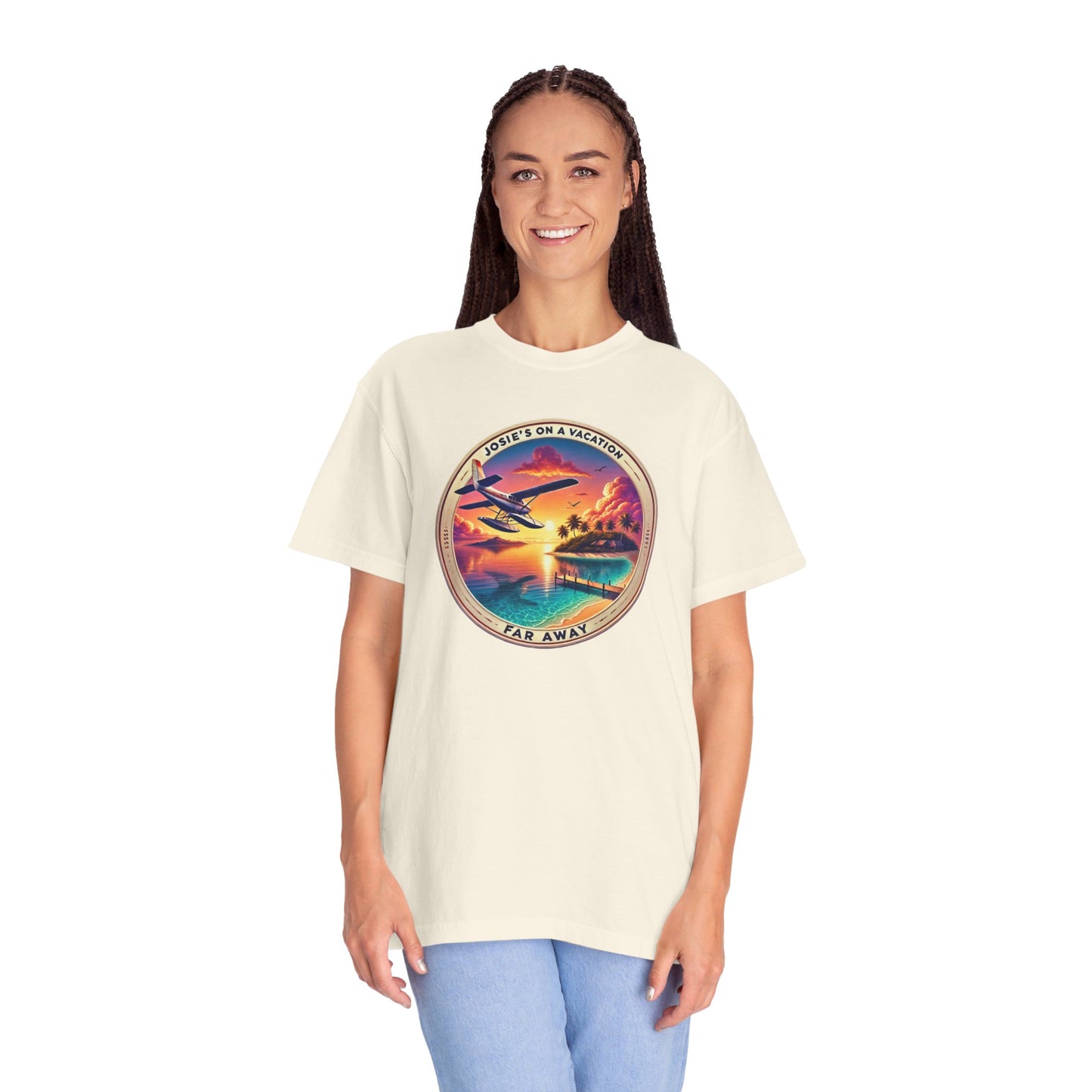 Josies On A Vacation Far Away Graphic Unisex Garment-Dyed T-shirt