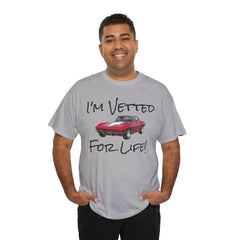 Red Corvette Summer Unisex Tee - I'm Vetted For Life Front and Back Image T Shirt