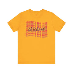 100 Days of School - Unisex Short Sleeve Tee | Elementary School Holiday, Teacher Apparel, Kids Motivation, Days Checked Off