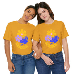Summer Floral Tee — Retro Flowers & Monstera Design