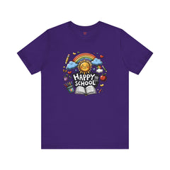 HAPPY 100 DAYS of SCHOOL - Unisex Short Sleeve Tee | Elementary School Holiday, Teacher Apparel, Kids Motivation, Days Checked Off, 100 Days