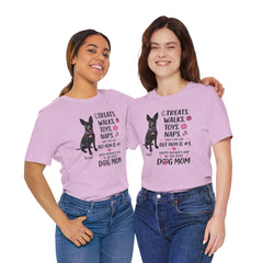 Personalized Your Dog and its name Mother's Day T-Shirt — 'Treats. Walks. Toys. Naps.