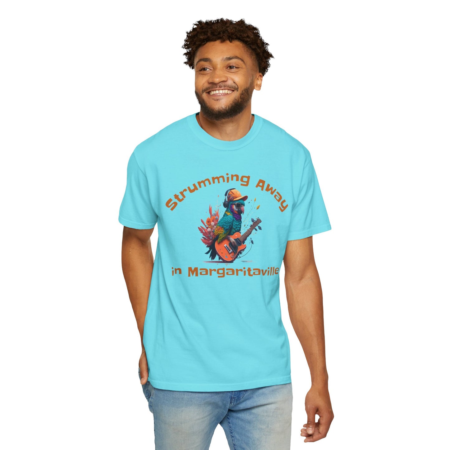 Parrot Strummin Away In Margaritaville - Unisex Garment-Dyed T-shirt