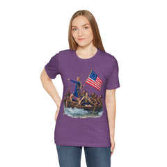 Historical Fever Patriot T‑Shirt — Revolutionary Flag Rowboat Design