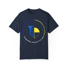 Blue French Horn and Yellow Umbrella Unisex T-shirt - HIMYM Fan Apparel