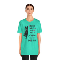 Personalized Your Dog and its name Mother's Day T-Shirt — 'Treats. Walks. Toys. Naps.