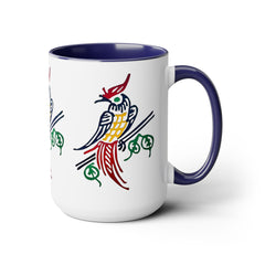 MAHJONG TILE Two-Tone Coffee Mugs, 15oz,mahjong gift,gift for gamer,board game gift,three image coffee mug,ceramic mahjong mug,gift for her