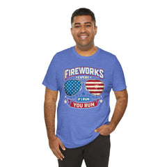 Fireworks Expert, If I Run You Run, Sunglasses  Graphic, Unisex Jersey Short Sleeve Tee