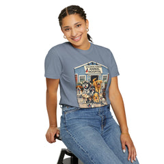 Front Graphic "Who Let the Dogs Out?" Baldwin Harbor Animal Hospital Cute Vet Clinic T Shirt