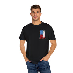 Patriotic Car Graphic Unisex T-Shirt - Vintage American Flag Design