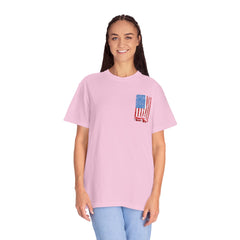 Patriotic Car Graphic Unisex T-Shirt - Vintage American Flag Design