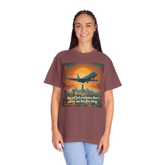 Unisex Jetliner Sunset Graphic T-Shirt - Travel Theme Tee