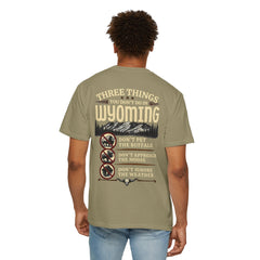 Wyoming Funny Roadtrip T-Shirt — "Three Things You Don’t Do in Wyoming" Adventure Tee