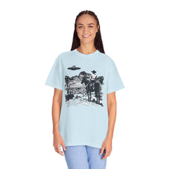 UFO Meets Cowboy Vintage Graphic T-Shirt — Retro Western Alien Tee