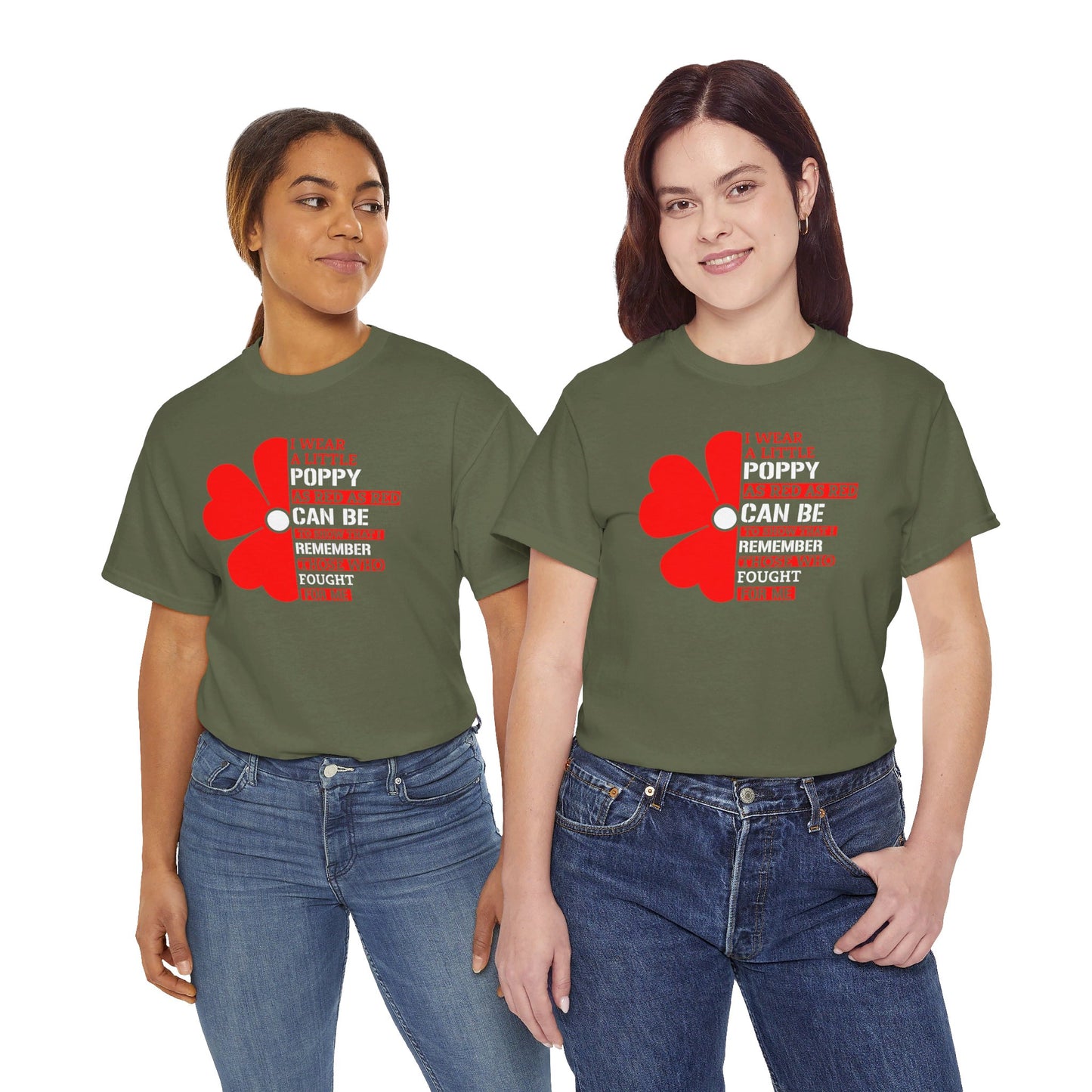 Memorial Day Poppy Tee, For Those Who Fought For Me, Unisex Cotton Tee