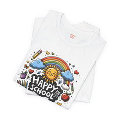 HAPPY 100 DAYS of SCHOOL - Unisex Short Sleeve Tee | Elementary School Holiday, Teacher Apparel, Kids Motivation, Days Checked Off, 100 Days