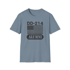 DD-214 Alumni with American Flag  Unisex Softstyle T-Shirt