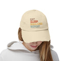 Eat Sleep Mahjong Repeat, Unisex Distressed Cap, Mahjong cap, unisex mahjong hat, distressed cap, eat sleep mahjong, gift for mahjong player