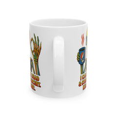 Grateful Dead Inspired Ceramic Mug, Coffee Lover Gift, Musician Coffee Cup, Skeleton Art Mug, 11oz & 15oz Sizes