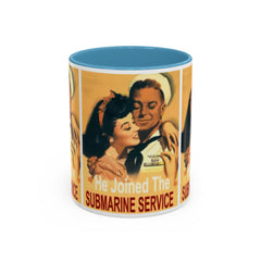 Mug - Vintage He Joined The Submarine Service Unique Tri Panel Image Accent Coffee Mug (11, 15oz)
