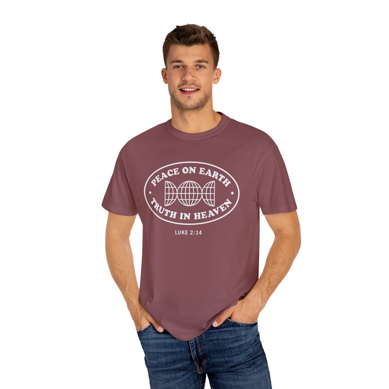 Faith-Inspired Unisex Garment-Dyed T-Shirt - 'Peace on Earth, Truth in Heaven'