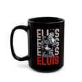 1970S Elvis In Black Leather On Stage Graphic - Black Mug (11oz, 15oz)