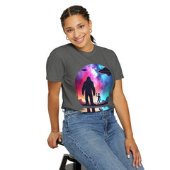Bigfoot & Alien Nightscape T-Shirt — Sasquatch UFO Graphic Tee