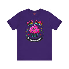 100 DAYS Sprinkled With Fun - Unisex Short Sleeve Tee | Elementary School Holiday, Teacher Apparel, Kids Motivation, Days Checked Off