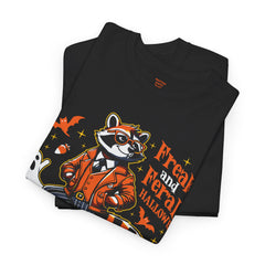 Freaky And Feral Halloween Raccoon! Graphic Unisex Heavy Cotton Tee