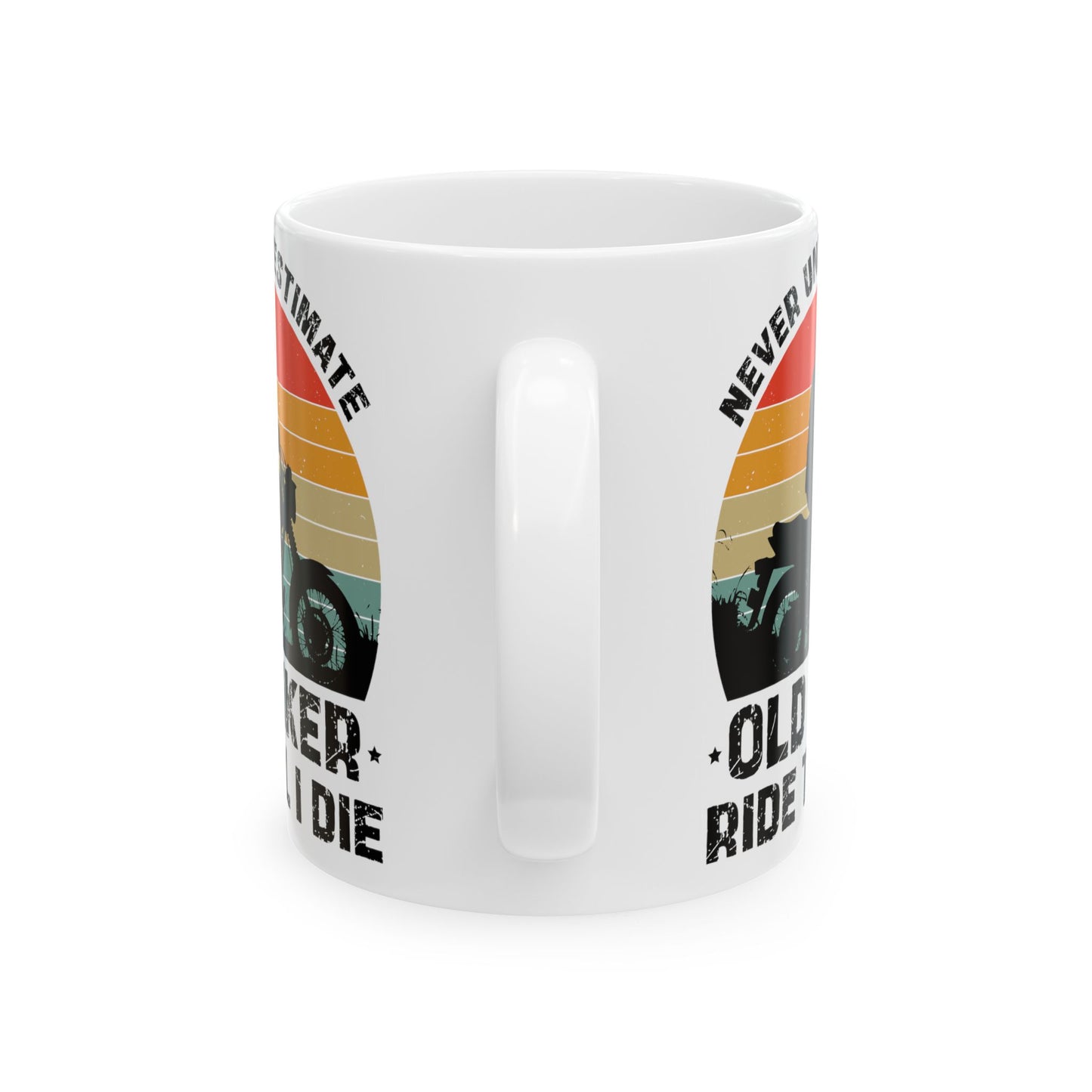 Old Biker Ride To I Die Retro Graphic Ceramic Mug, (11oz, 15oz)