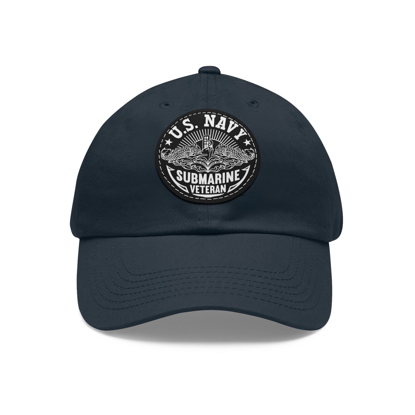 United States Navy Submarine Veteran Dad Hat with Leather Patch (Round) / Dolphins / Submarine Breast Insignia