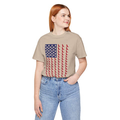 Personalized Dog Silhouette on American Flag - Tell us your dog breed, Unisex Short Sleeve Tee, Golden Retriever Silhouette Shown, Patriotic Shirt, Patriotic Pooch