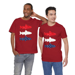 Patriotic Trout T-Shirt — Red White & Blue Fish Tee