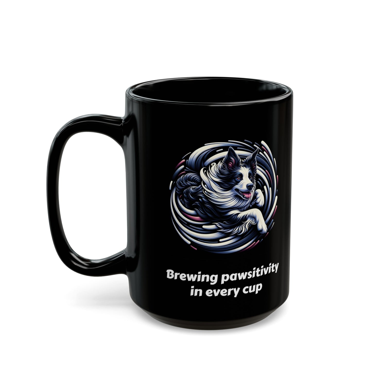 Border Collie Black Mug (11oz, 15oz), Brewing Pawsitivity In Every Cup