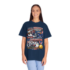 Hockey Hat Trick T-Shirt — USA Men's, Women's & Paralympic Gold Tribute 2026