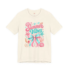 Summer Vibes Tee — Pastel Seashell Bow Beach T-Shirt