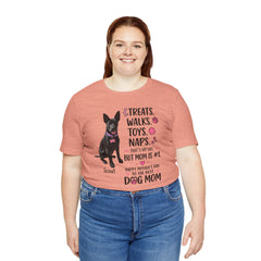 Personalized Your Dog and its name Mother's Day T-Shirt — 'Treats. Walks. Toys. Naps.