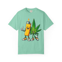 Vintage 'Lighter & Weed' Graphic T-Shirt — Relaxed Stoner/Cannabis Tee