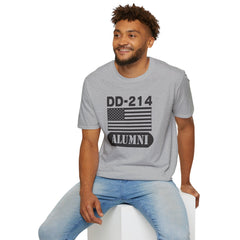 DD-214 Alumni with American Flag  Unisex Softstyle T-Shirt