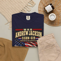 USS Andrew Jackson SSBN-619 Navy Submarine Tee — "One Man With Courage Makes a Majority"