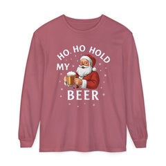 Festive Santa Claus Long Sleeve T-Shirt - "Ho Ho Hold My Beer"
