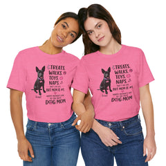 Personalized Your Dog and its name Mother's Day T-Shirt — 'Treats. Walks. Toys. Naps.