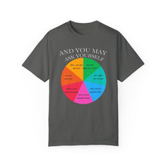 Motivational Talking Head Unisex Garment-Dyed T-Shirt - "And You May Ask Yourself"