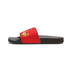 Russell Sage College Mascot Characters Graphic Women's Summer Slide Sandals -  Purple Cow, Red Devil, Golden Horseshoe, Blue Angel