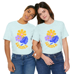 Summer Floral Tee — Retro Flowers & Monstera Design