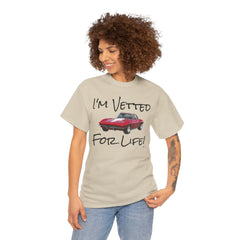 Red Corvette Summer Unisex Tee - I'm Vetted For Life Front and Back Image T Shirt